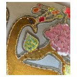 Embellished and Beaded Peacock Motif Bench