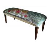 Embellished and Beaded Peacock Motif Bench