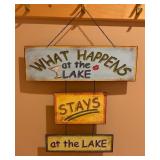 "What Happens at the Lake Stays at the Lake" Metal Sign