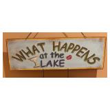 "What Happens at the Lake Stays at the Lake" Metal Sign