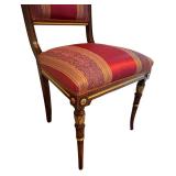 Distinctive Custom Dining Room Table with Eight Hand Carved Italian Silk Upholstered Chairs