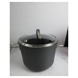 Calphalon Contemporary Hard-Anodized Aluminum Nonstick Cookware, Stock Pot, 8-quart, Black DAMAGED, SCRATCHES, DENTED SO LID DOES NOT CLOSE, NEW!