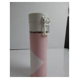 Thermos Sipp Stainless Steel 16 Ounce Drink Bottle, Pink STICKERS ALL OVER, OPEN AND CLOSES, SCRATCHED, NEW