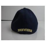 New Era Milwaukee Brewers Junior Team Classic 39THIRTY Cap, yellow/navy SLIGHTTLY USED, SMALL BLUE STAIN ON FRONT