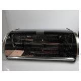 Brabantia Roll Top Bread Box (Brilliant Steel) Large Grip Front Opening, Partially Flat Top Bread Box, Fits 2 Loaves, Ideal for Kitchen Counter SMALL DENT ON BACK, SLIGHTLY USED