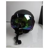 SMITH Survey MIPS Snowboard Helmet with Built in Goggle (Matte Black (ChromaPop Everyday Green Mirror), Medium) MINOR SCRATCHES ON LENSES, HAIR INSIDE, USED