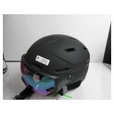 SMITH Survey MIPS Snowboard Helmet with Built in Goggle (Matte Black (ChromaPop Everyday Green Mirror), Medium) MINOR SCRATCHES ON LENSES, HAIR INSIDE, USED