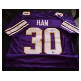 Minnesota Vikings CJ Ham Custom Autograph Jersey Beckett COA #1W651187