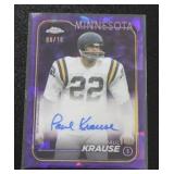 2024 Topps Chrome Purple Refractor Paul Krause Autograph 8/10 | Only 10 Exist!