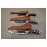Carbon Steel Viking Co Hammered Knife Set