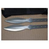 Silver Wings Spear Point Throwing Knives with Wrist Holster