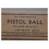 50 Military Surplus .45 Cal Ball Ammo - Olin Mathieson