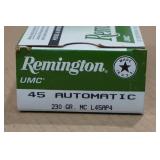50 Remington UMC .45 Auto 230 Gr MC Ammo