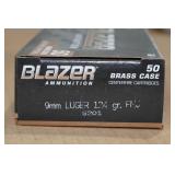 50 CCI Blazer Brass 9mm 124 Gr FMJ Ammo