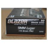 50 CCI Blazer Brass 9mm 115 Gr FMJ Ammo