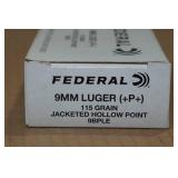50 Federal 9mm Luger +P+ 115 Gr JHP Ammo