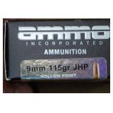 20 Ammo Inc 9mm 115 Gr JHP Ammo