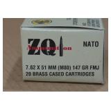 20 ZQ 7.62x51mm (.308) 147 Gr FMJ Ammo