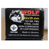 60 Wolf 7.62 x 39mm 123 Gr FMJ Steel Case Ammo