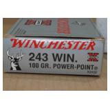 16 Winchester Super-X .243 Win 100 Gr Power-Point Ammo - 4 Empty Casings