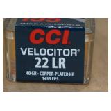 50 CCI Velocitor .22 LR 40 Gr Plated HP Ammo
