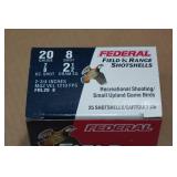 25 Federal Field & Range 20 Gauge 2-3/4" 8 Shot Shotshells