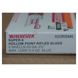 5 Winchester Super-X 20 Gauge 2-3/4" Rifled HP Slugs