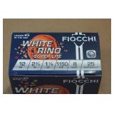 25 Fiocchi White Rino 12 Gauge 2-3/4" 8 Shot Shotshells