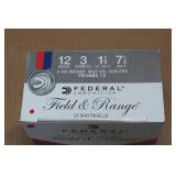 25 Federal Field & Range 12 Gauge 2-3/4" 7-1/2 Shot Shotshells