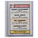 Manny Alexander, Alex Arias, Wil Cordero, Chipper Jones Rookie 1992 Topps Prospects No. 551