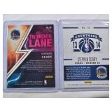 Lot of 2 Stephen Curry Cards: 2023-24 Panini Select Thunder Lane #10 & Stephen Curry 2013-14 Panini Hoops Courtside #12