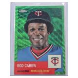 Rod Carew 2022 Topps Green Prizm Refractor No. 184 and Numbered 11/99