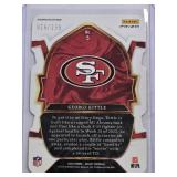 George Kittle 2022 Panini Orange Prizm Die Cut No. 5 and Numbered 18/199