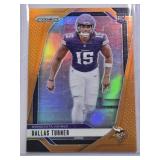 Dallas Turner Rookie 2024 Panini Prizm Orange Prizm #324 and Numbered 34/249