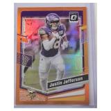 Justin Jefferson 2023 Panini Optic Orange Prizm #125 and Numbered 83/249