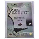 Kirill Kaprizov 2021-22 Upper Deck Allure Silver Holo No. 40 and Numbered 199/199