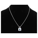 .925 Sterling Silver Diamond Accented Topaz Crystal Pendant Necklace