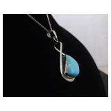 .925 Sterling Silver Howlite Cabochon Pendant Necklace