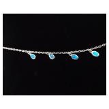 .925 Sterling Silver Inlayed Opal Dangles Necklace