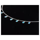 .925 Sterling Silver Inlayed Opal Dangles Necklace