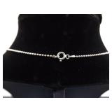 .925 Sterling Silver Black Sapphire Accented Moonstone Cabochon Pendant Necklace