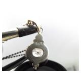 .925 Sterling Silver Black Sapphire Accented Moonstone Cabochon Pendant Necklace