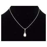 .925 Sterling Silver Inlayed Opal Pendant Necklace