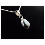 .925 Sterling Silver Inlayed Opal Pendant Necklace