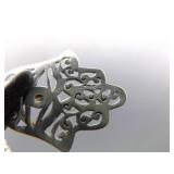 .925 Sterling Silver Moonstone Cabochon Accented Hamsa Hand Pendant Necklace