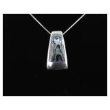 .925 Sterling Silver Inlayed Abalone Pendant Necklace
