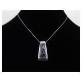 .925 Sterling Silver Inlayed Abalone Pendant Necklace