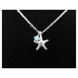 .925 Sterling Silver Starfish Charm Pendant Necklace