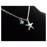 .925 Sterling Silver Starfish Charm Pendant Necklace