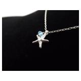 .925 Sterling Silver Starfish Charm Pendant Necklace